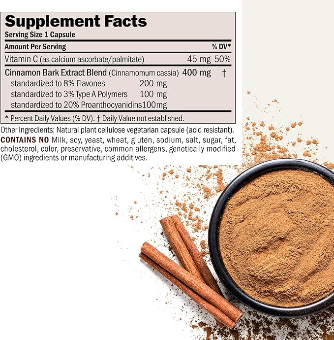 ANDREW LESSMAN Cinnamon 400mg - 120 Capsules - High Potency, Standardized Extract. No Additives. Small Easy to Swallow Capsules