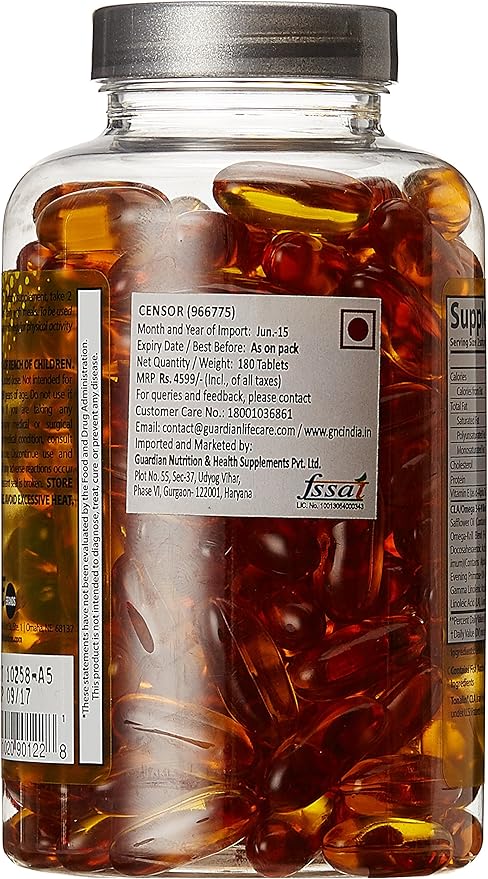 Censor - Fat Loss and Body Toner with CLA, Fish Oil, Safflower and Omega 3-6-9 Blend - Dietary Supplement for Improved Energy, Metabolism and Health - 180 Softgels