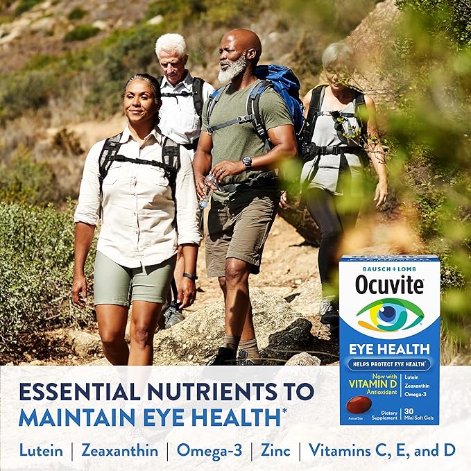 Ocuvite Eye Health Formula Eye Vitamin & Mineral Supplement with Lutein, Zeaxanthin and Omega-3 from Bausch + Lomb, 30 Soft Gels