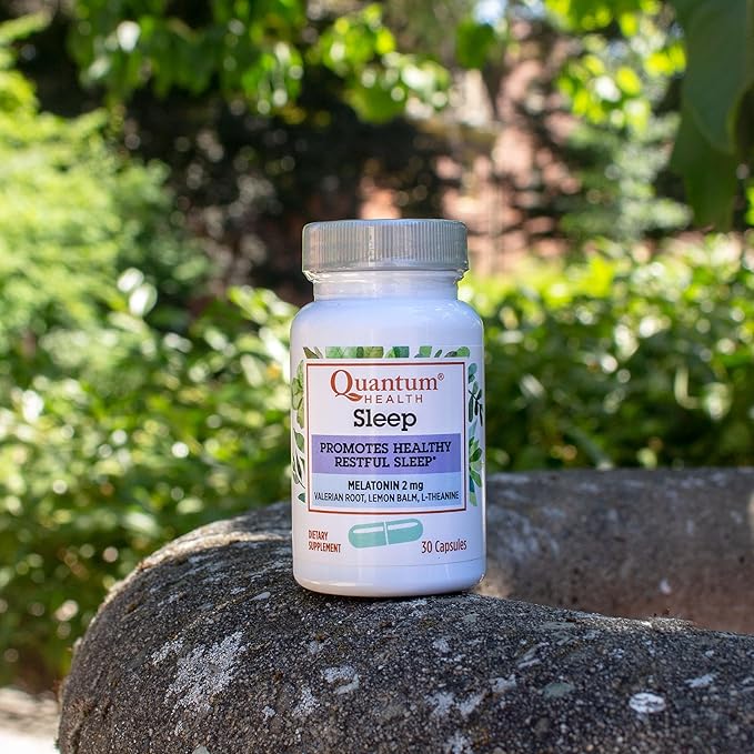 Quantum Health Sleep Melatonin 2mg Healthy Restful Sleep Support Blend with Relaxing Valerian Root, Lemon Balm & L Theanine Daily Mind & Body Well Being for Women & Men - 30 Capsules