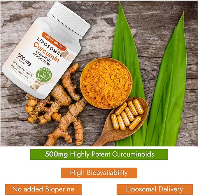 Liposomal Turmeric Curcumin 500mg - 60 Turmeric Curcumin Supplements Capsules