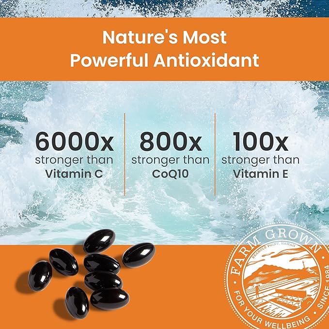 Nutrex Hawaii BioAstin Hawaiian Astaxanthin - 4mg, 60 Softgels - Farm-Direct Premium Antioxidant Supplement to Support Eye, Skin, Joint & Immune System Health - Non-GMO & Gluten-Free