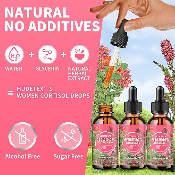 Cortisol Supplements for Women Liquid Drops,Cortisol Manager with Ashwagandha,L-theanine,Phosphatidylserine,Rhodiola Rosea for Mood Support,Adrenal Balance,Sleep,Vegan,Natural Flavor,6 Fl Oz
