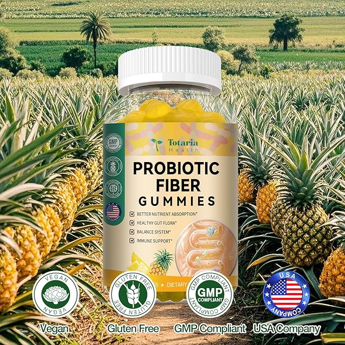 9-in-1 Probiotic Fiber Gummies for Adults Teens 16G Fiber per Serving, Psyllium Fiber Supplement with 5 Billion CFU Bacillus Coagulans, Inulin, ACV for Digestion Gut Immunity - 60 Gummies