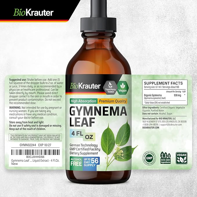 BIO KRAUTER Gymnema Tincture 4 Fl. Oz. & Ginseng Tincture 4 Fl. Oz.