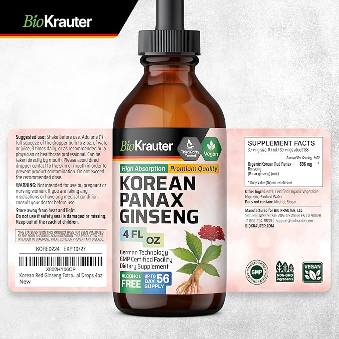 BIO KRAUTER Gymnema Tincture 4 Fl. Oz. & Ginseng Tincture 4 Fl. Oz.