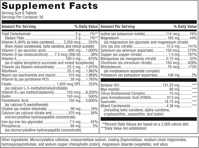 Metagenics Multigenics Intensive Care with Iron – Advanced Nutritional Support Designed for Optimal Health – 30 Servings, 180 Count (Pack of 1)