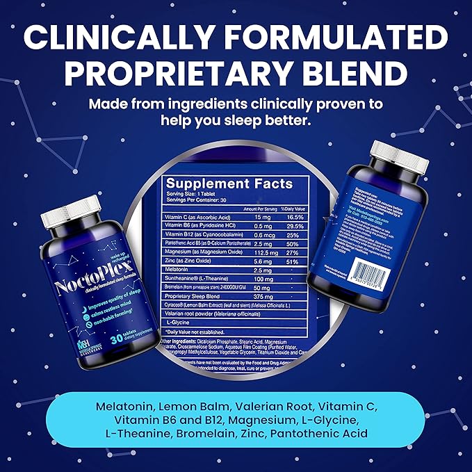 Sleep Aid 30 Tabs - 100% Drug Free & Non-Habit-Forming Sleep Pills – Clinically Formulated Sleep Supplement w/Valerian Root for Sleep - Melatonin, Lemon Balm & Valerian Root Sleep Aid