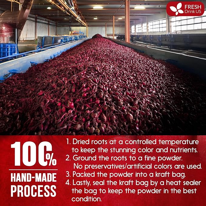 FRESHDRINKUS, Premium 42oz Beet Root Powder, 100% Natural and Pure from Beet Root, Beetroot Powder Perfect for Smoothies, Energy Booster, Soups and Sauces. No Additives, No Gluten, No Sugar, Vegan