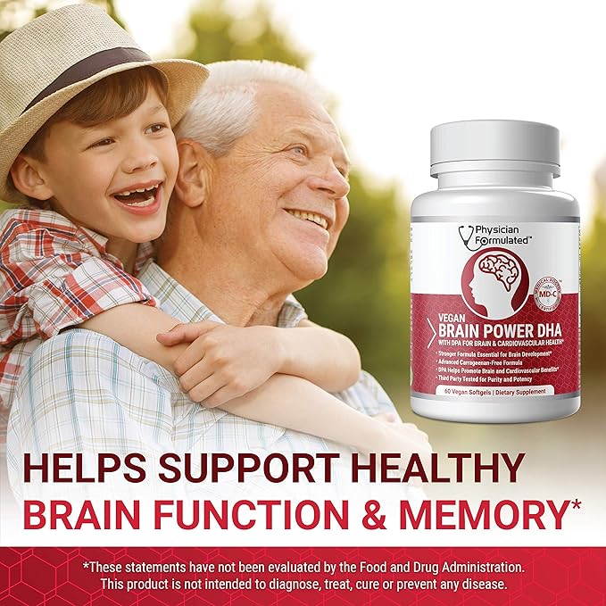 Vegan DHA for Brain and Prenatal 100% Algae Based Omega 3 Essential Fatty Acids with NO Carrageenan, NO Vegetable Oil Plus 2500mcg Astaxanthin