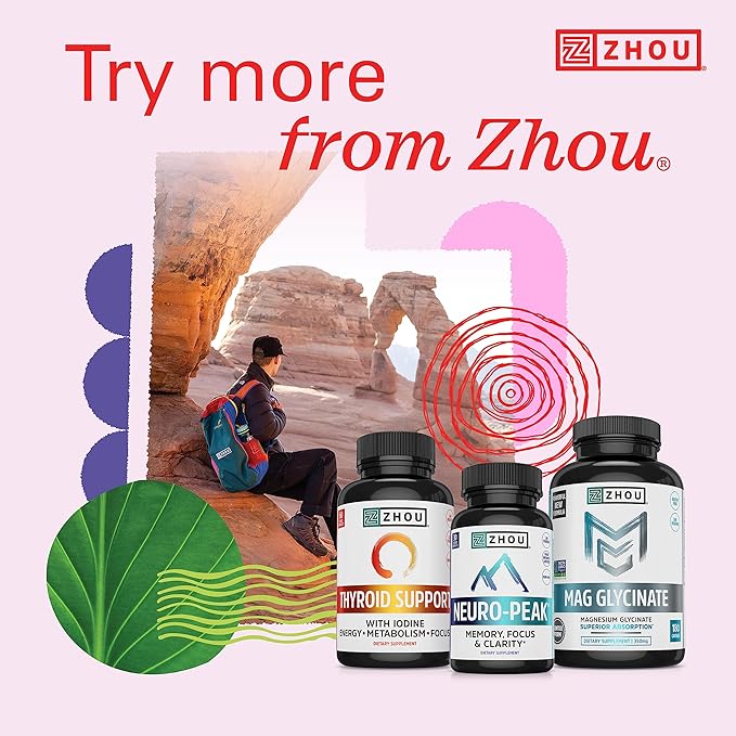 Zhou Methyl B12 - Methyl B-12 Supplement for Women & Men, Vitamin B12 5000 mcg, Vegan Friendly, Cellular Energy and Nerve Function Support, Methylcobalamin - 60 Micro Lozenges