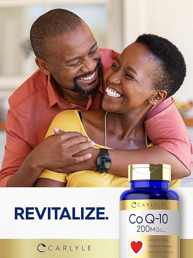 Carlyle CoQ10 200mg Softgels | 60 Count | with Black Pepper | Enhanced Absorption | Non-GMO, Gluten Free Supplement