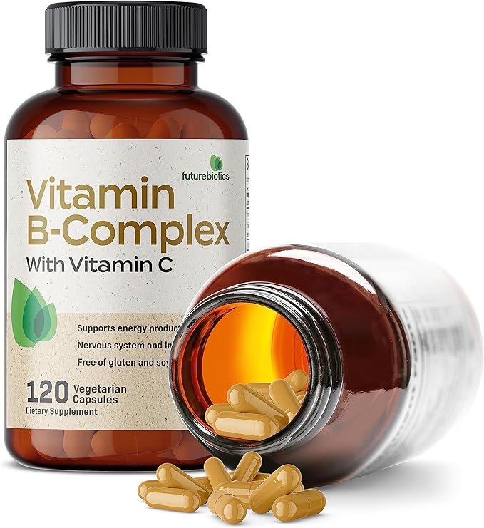 Futurebiotics Vitamin B Complex with Vitamin C Supports Energy Production, Nervous System & Immune Support - Non-GMO, 120 Vegetarian Capsules