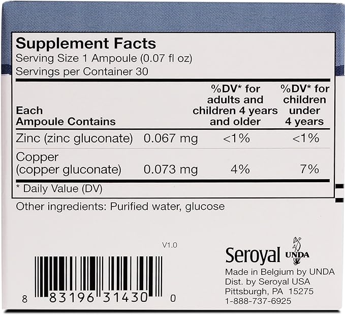 UNDA GAMMADYN Zn-Cu | Zinc-Copper Oligo-Element Supplement | 30 Ampoules