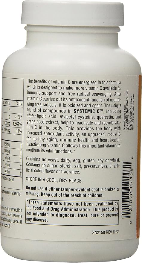 Source Naturals Systemic C, 500mg - 120 Capsules