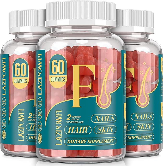 Biotin Gummies -Hair Skin and Nails Vitamins for Men & Women, Vegan Vitamin B7, Supports Hair Growth and Stronger Nails,90 Day Supply-Strawberry-3 Pack