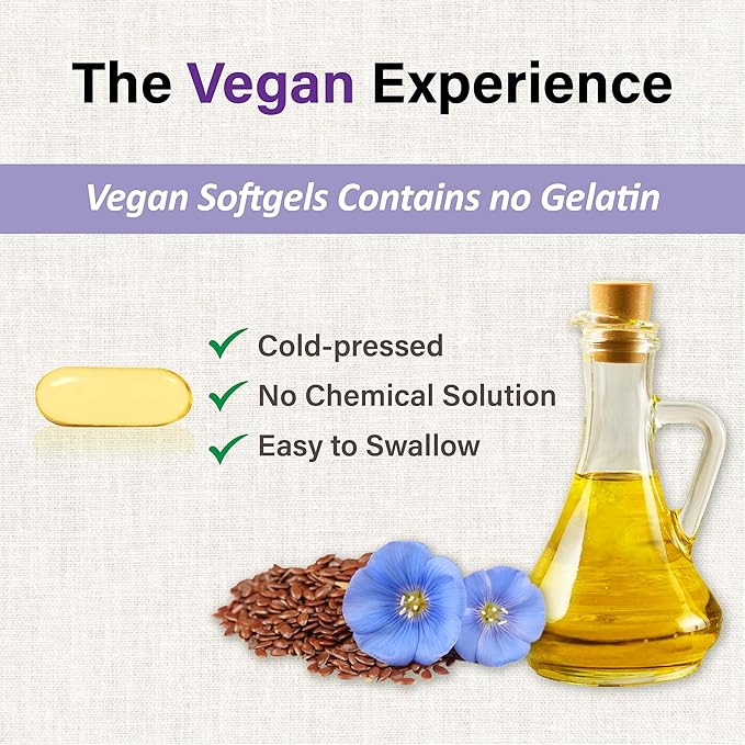 Lovita Cold-Pressed Flaxseed Oil Supplement - Vegetarian softgels (Classic Packaging, 180)
