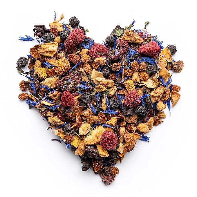 Raspberry Tea with Cornflower, Rosehip & Hibiscus – Caffeine-Free Loose Leaf Fruit Tea – Summer Herbal Infusion with Wild Berries – 4oz