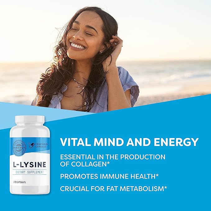 Vimergy L-Lysine – Promotes Healthy Skin, Hair & Nails* – Supports Healthy Metabolism* – Vegan, Non-GMO & Gluten-Free – 270 Capsules
