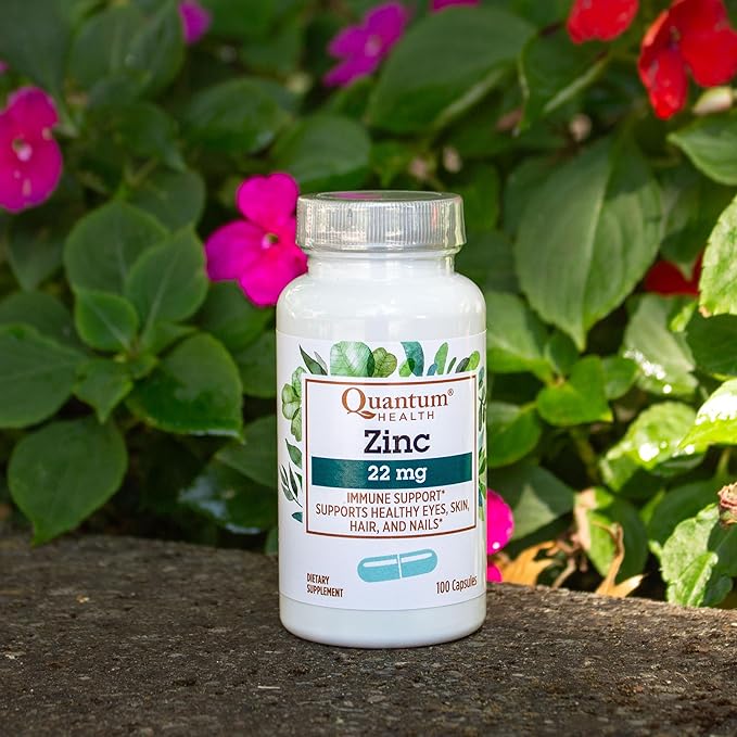 Quantum Health Zinc Gluconate 22mg Daily Immunity Boost Supplement Supports Energy, Healthy Eyes, Hair Skin & Nails - Essential Mineral Immune Support for Women & Men - 100 Capsules
