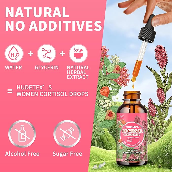 Cortisol Supplements for Women Liquid Drops,Cortisol Manager with Ashwagandha,L-theanine,Phosphatidylserine,Rhodiola Rosea for Mood Support,Adrenal Balance,Sleep,Vegan,Natural Flavor,2 Fl Oz