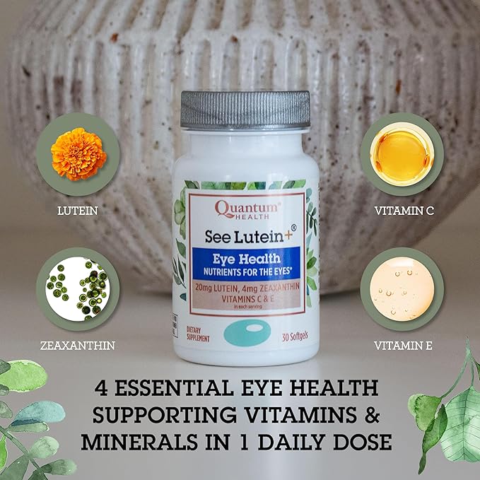 Quantum Health See Lutein+, Lutein & Zeaxanthin Eye Supplement, with Eye Vitamins C and E, Helps Maintain Overall Eye Health - 30 Softgels, 30-Day Supply