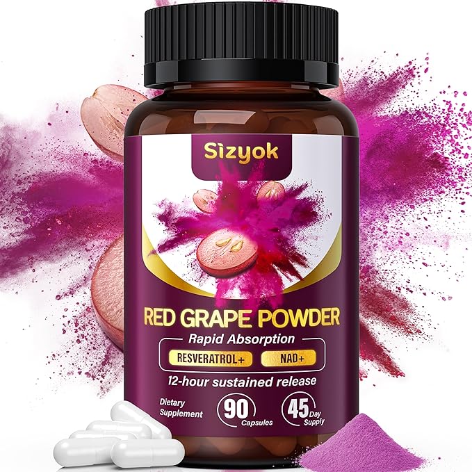 Piceid Resveratrol Supplement and NAD+ Cell Regenerator, Nitric Oxide Supplement, Support Heart Health, Blood Flow, Cellular Energy Production & Metabolism, Red Grape Powder, 45 Day Supply