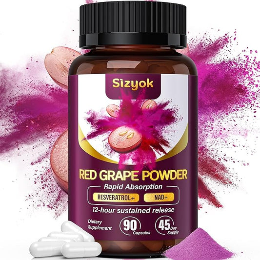 Piceid Resveratrol Supplement and NAD+ Cell Regenerator, Nitric Oxide Supplement, Support Heart Health, Blood Flow, Cellular Energy Production & Metabolism, Red Grape Powder, 45 Day Supply