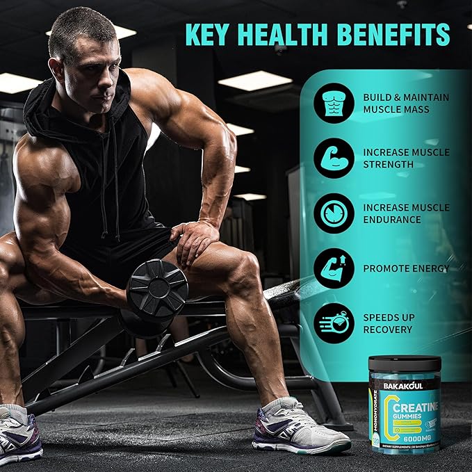 Creatine Monohydrate Gummies for Men & Women - 120 Sugar Free Gummies with Magnesium Glycinate, L-Threonate, L-Taurine + Vitamin B12 for Muscle Support, Energy Boost, 1 Pack
