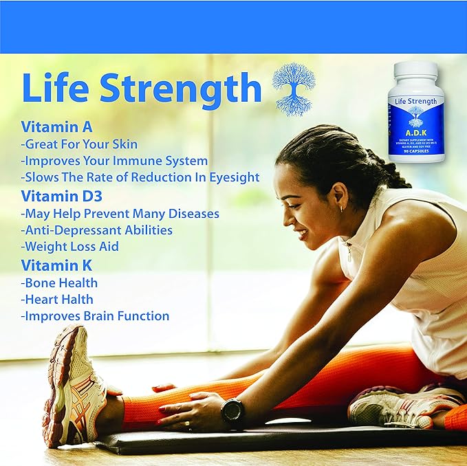 ADK Supplement (90 CT) - Physician Formulated Vitamins A1, D3 & K2 (as MK7) for Bone Health - Immune System Support - Gluten Free, Soy Free, Non-GMO - Pack of 2