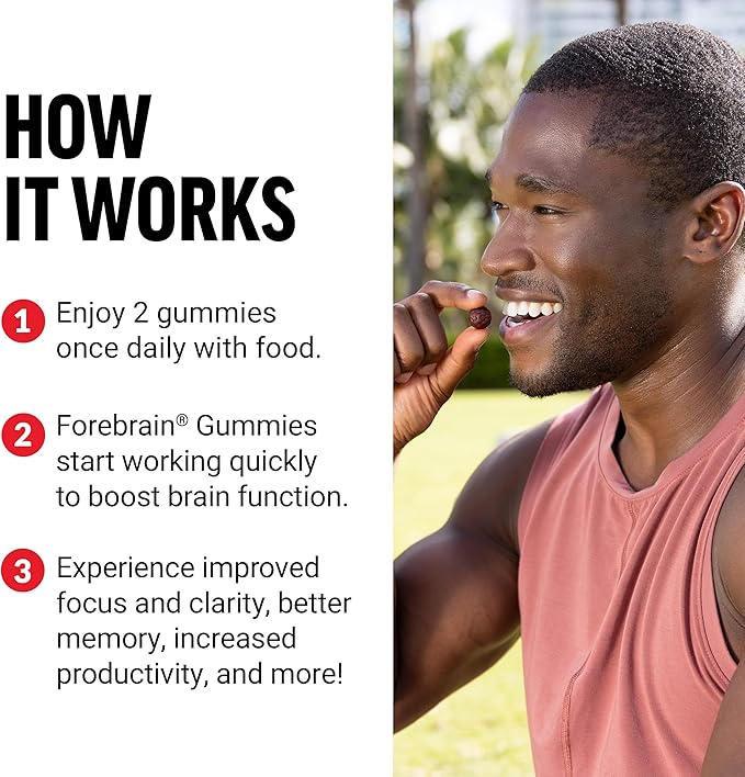 Force Factor Forebrain Gummies Nootropic Brain Support Supplement for Memory and Focus, Brain Vitamin with COGNIGRAPE and Huperzine A, Focus Gummies to Support Recall and Sharpness, 60 Gummies