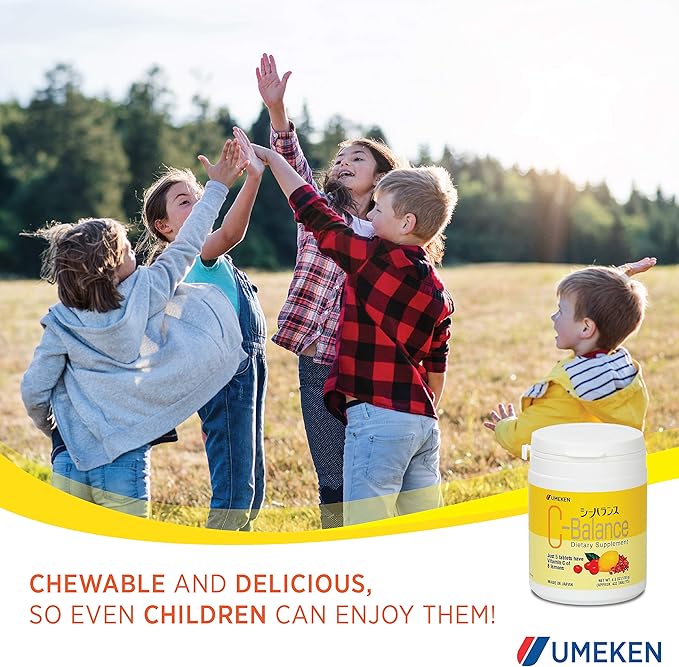 Umeken C-Balance Chewable Vitamin C Supplements, High Potency Vitamin C for Adults & Kids, with Citric Acid and Gamma-linolenic Acid, Vitamin C Chewables, 130g, 3 Months Supply, 4.6 Ounce, Pack of 1