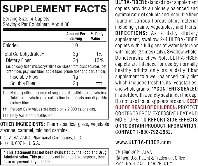 Caplets – High-Fiber Supplement for Regularity – 48% More Fiber per Caplet – Soluble & Insoluble Fiber Blend – Easy-to-Swallow Coated Caplets – 150ct
