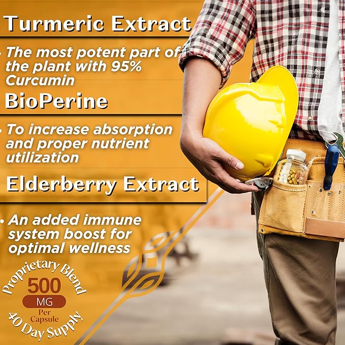 Turmeric Curcumin with Black Pepper Extract 1500mg - High Absorption Ultra Potent Turmeric Supplement with 95% Curcuminoids and BioPerine - Non GMO Curcumin Capsules for Joint Support - 120 Capsules