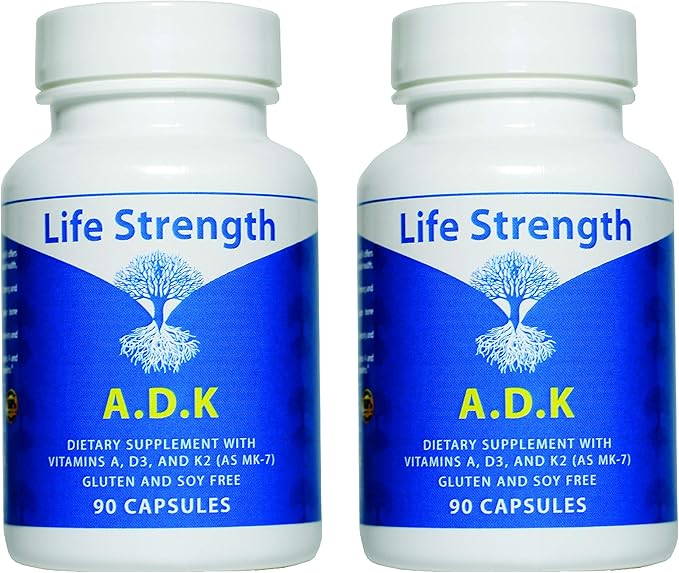 ADK Supplement (90 CT) - Physician Formulated Vitamins A1, D3 & K2 (as MK7) for Bone Health - Immune System Support - Gluten Free, Soy Free, Non-GMO - Pack of 2