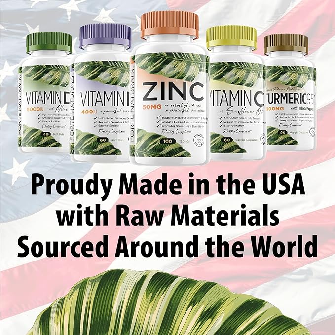 Zinc 50mg, (100 Tablets), Specially Formulated for Sensitive Stomach, Immune Support, Skin & Hair, Vegan Zinc Supplement, Non-GMO Made in USA