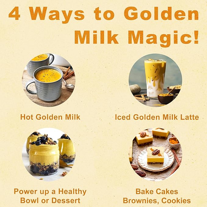 Golden Milk Magic (50 Servings) | Superfood 5 Mushroom Blend for Sleep, Relaxation, Relief | Turmeric, Ashwaghanda, Valerian, Chamomile + 5 Mushroom Blend | Smoothie, Hot Beverage