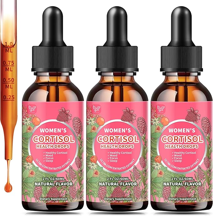 Cortisol Supplements for Women Liquid Drops,Cortisol Manager with Ashwagandha,L-theanine,Phosphatidylserine,Rhodiola Rosea for Mood Support,Adrenal Balance,Sleep,Vegan,Natural Flavor,6 Fl Oz