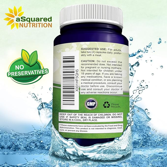 aSquared Nutrition Reduced Glutathione 500mg Per Serving Supplement -200 Capsules -L-Glutathione Antioxidant to Support Liver Health & Detox - Max Strength Powder Pills to Help Immune & Brain Function