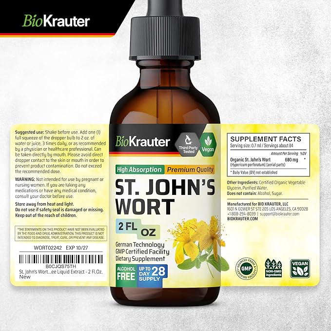 BIO KRAUTER Calendula Tincture 2 Fl. Oz. & St John's Wort Tincture 2 Fl. Oz.