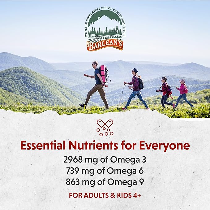 Barlean's BlackBerry Flaxseed Oil Liquid, Vegan Omega 3 6 9 Supplements for Kids and Adults with 2,968 mg of Vegan Omegas, Non-GMO and Gluten Free, 16 oz