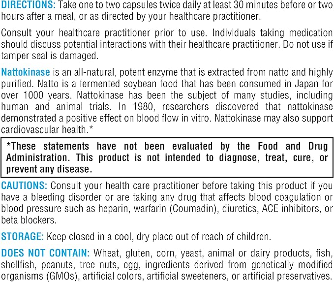 XYMOGEN Nattokinase - Nattokinase 2000 FU Blood Pressure Supplements - Heart Health, Blood Circulation and Blood Pressure Support - Gluten Free, Vegan, Non GMO (60 Capsules)