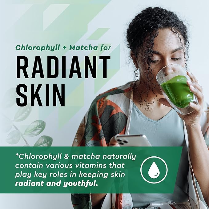 360 Nutrition Matcha Chlorophyll Liquid Drops with L-Theanine, Gluten Free & Vegan Internal Deodorant Supplement, Supports Gut Health, Digestion, Energy, Radiant Skin, Fast Absorption, 60 Servings