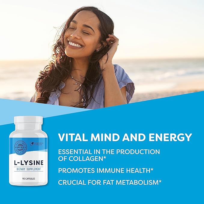Vimergy L-Lysine – Promotes Healthy Skin, Hair & Nails* – Supports Healthy Metabolism* – Vegan, Non-GMO & Gluten-Free – 90 Capsules