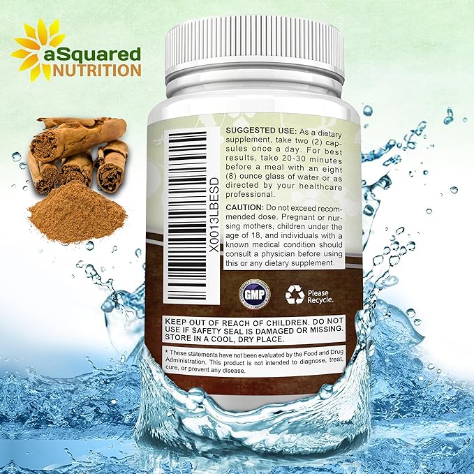 Natural Ceylon Cinnamon 1200mg - 120 Capsules, True Cinnamon from Sri Lanka, Extract Supplement Pills Promotes Heart Health