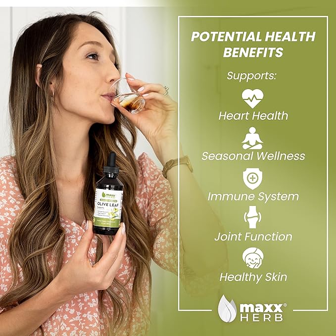 Maxx Herb Olive Leaf Extract – Max Strength Oleuropein Liquid Absorbs Better Than Capsules or Tea, for Immune Support, Heart Health, and Seasonal Wellness - 4 Bottles, 4 Oz Each (240 Servings)