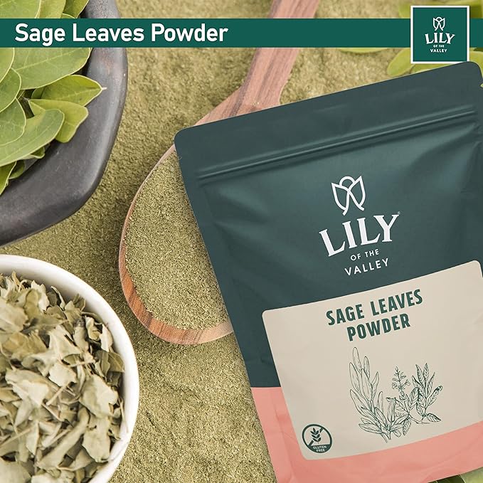 Lily of the Valley Sage Leaf Powder - Ground Dried Sage leaves - Seasoning Herb Spice - No Fillers & No Additives - Great for Cooking - Vegan & Gluten-Free - Packed in Resealable Pouch (16oz, 453g)