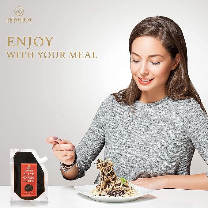 Homtiem Black Garlic Puree 150g. (Made from 100% Solo Black Garlic), Fermented for 90 Days, Non-GMO, Ready to Eat for Snacking and Cooking (3)