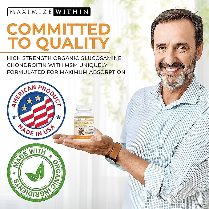 Glucosamine Chondroitin with Turmeric & MSM for Healthy Joints, 60 Veggie Capsules