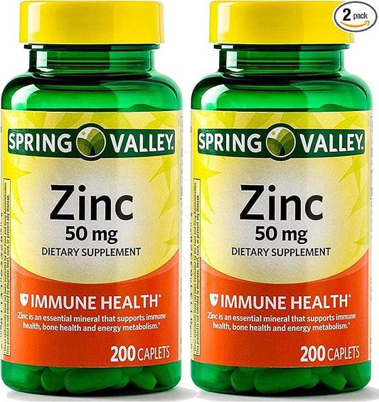 Spring Valley - Zinc 50 mg, 200 Ct 2 Pack Zinc supplement Spring Valley supplement is Suitable for Daily Intake.